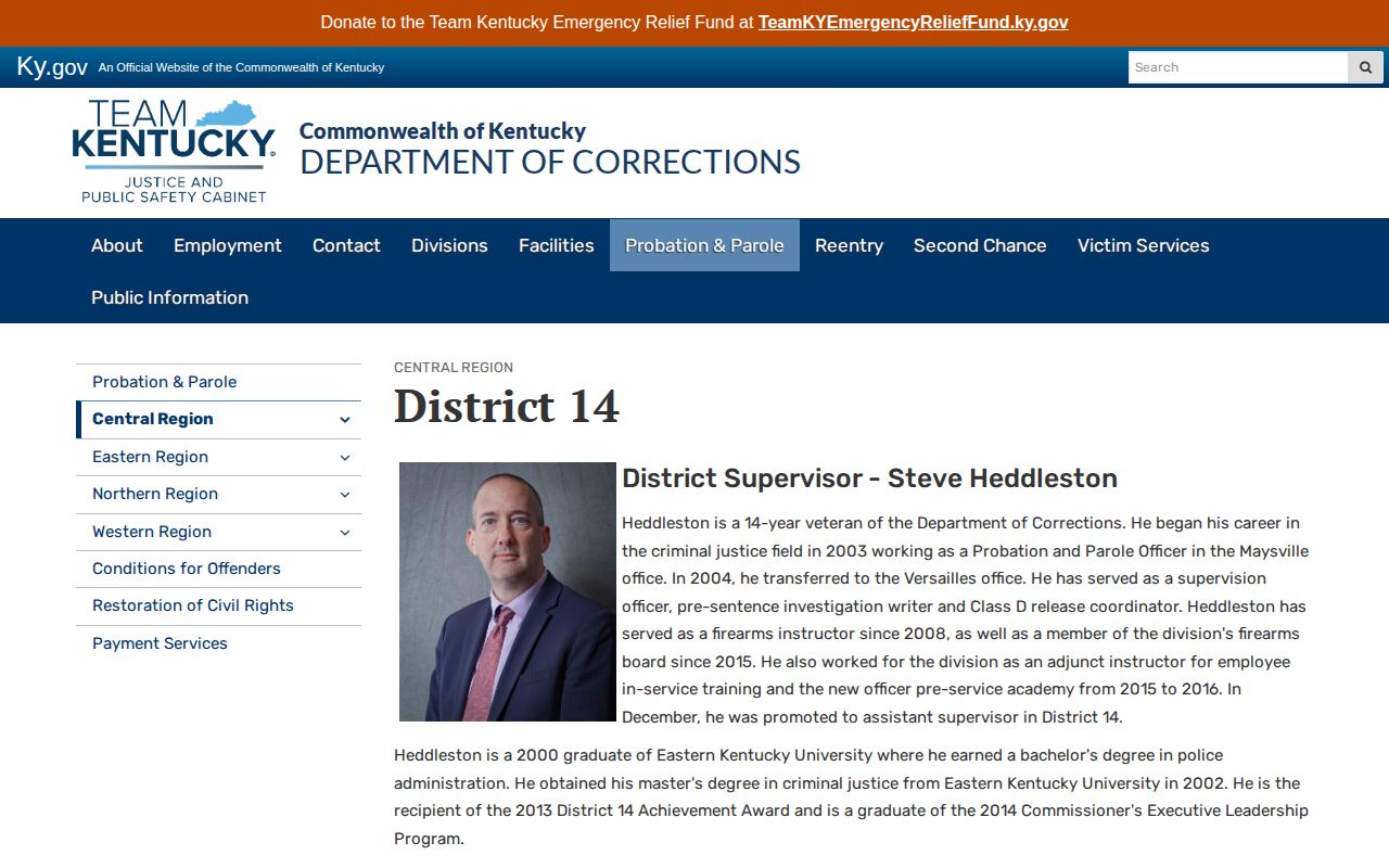 Kentucky District 14 probation and parole office serving Bourbon County